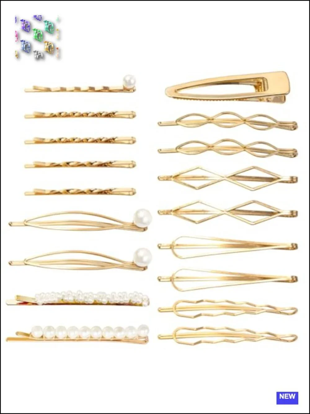 18 PCS Geometric Metal Gold Hair Styling Pins Bridal Hair Clips Set